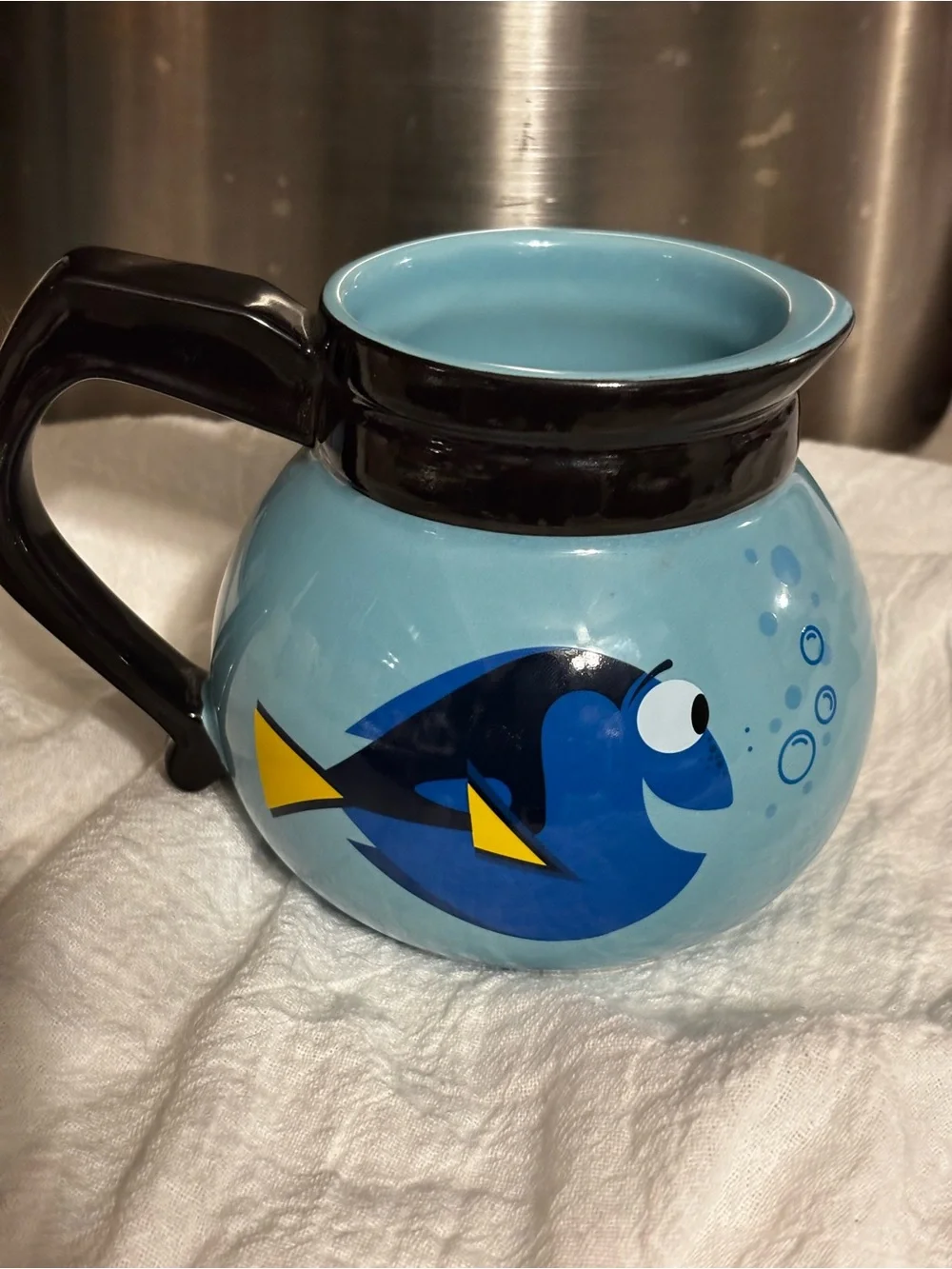 Disney Store 'Finding Dory' Coffee Pot shaped Mug/Cup Blue Ceramic Fish Pixar.